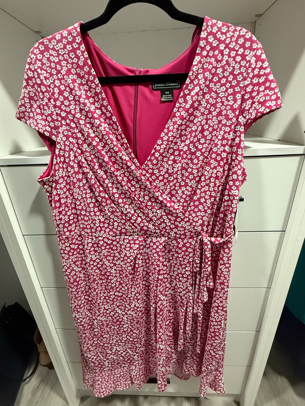 Jessica Howard Hot Pink Floral Wrap Dress